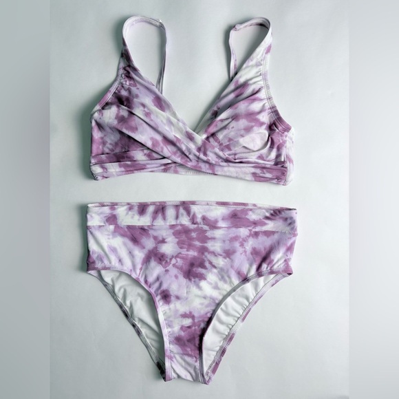 Freshwater Other - Fresh Water Brand - Purple and White High-Waist Tie-Dye Bikini Set Wome's size M